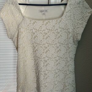 Coldwater Creek Women's Ivory Floral Lace Blouse